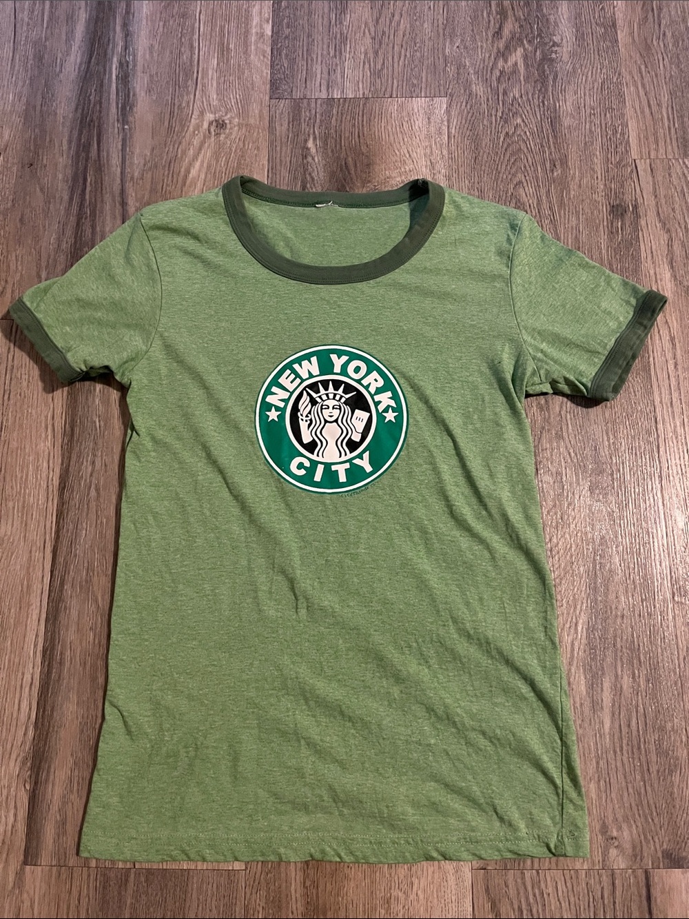 New York City Green Logo Ringer Tee